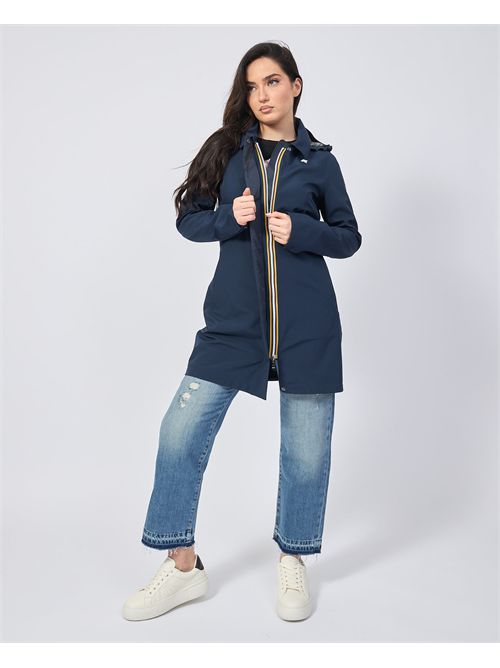 Mathy women's long jacket by K-way with hood and logo K-WAY | K7127JW-MATHY BONDEDK89